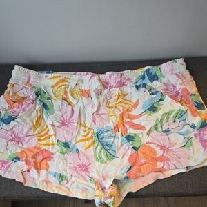 Hurley Women's High Waist Floral Shorts - Pink, Orange, Yellow, Blue